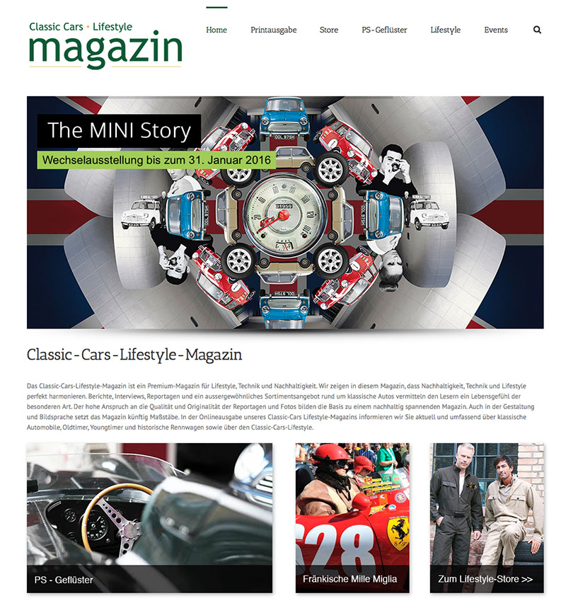 Online-Ausgabe des Classic-Cars-Lifestyle-Magazins Online-Ausgabe des Classic-Cars-Lifestyle-Magazins