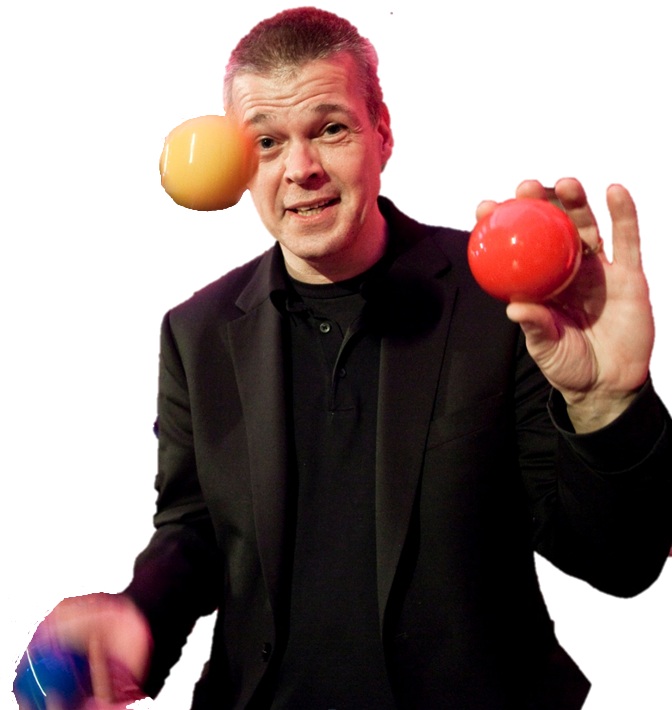 Jonglator Stephan jongliert mit Gehirn-Wissen Jonglator Stephan jongliert mit Gehirn-Wissen