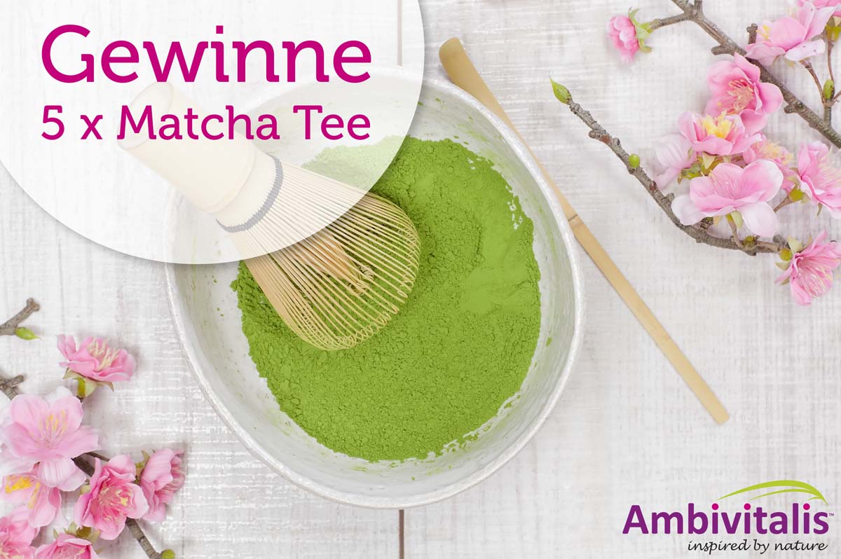 Ambivitalis verlost 5 x 100 g Ambivitalis Matcha Tee Ambivitalis verlost 5 x 100 g Ambivitalis Matcha Tee