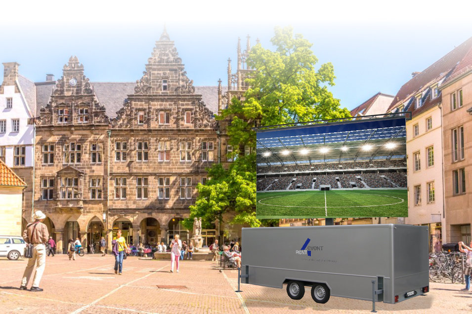 So könnte der LED Trailer auf einem Marktplatz aussehen So könnte der LED Trailer auf einem Marktplatz aussehen
