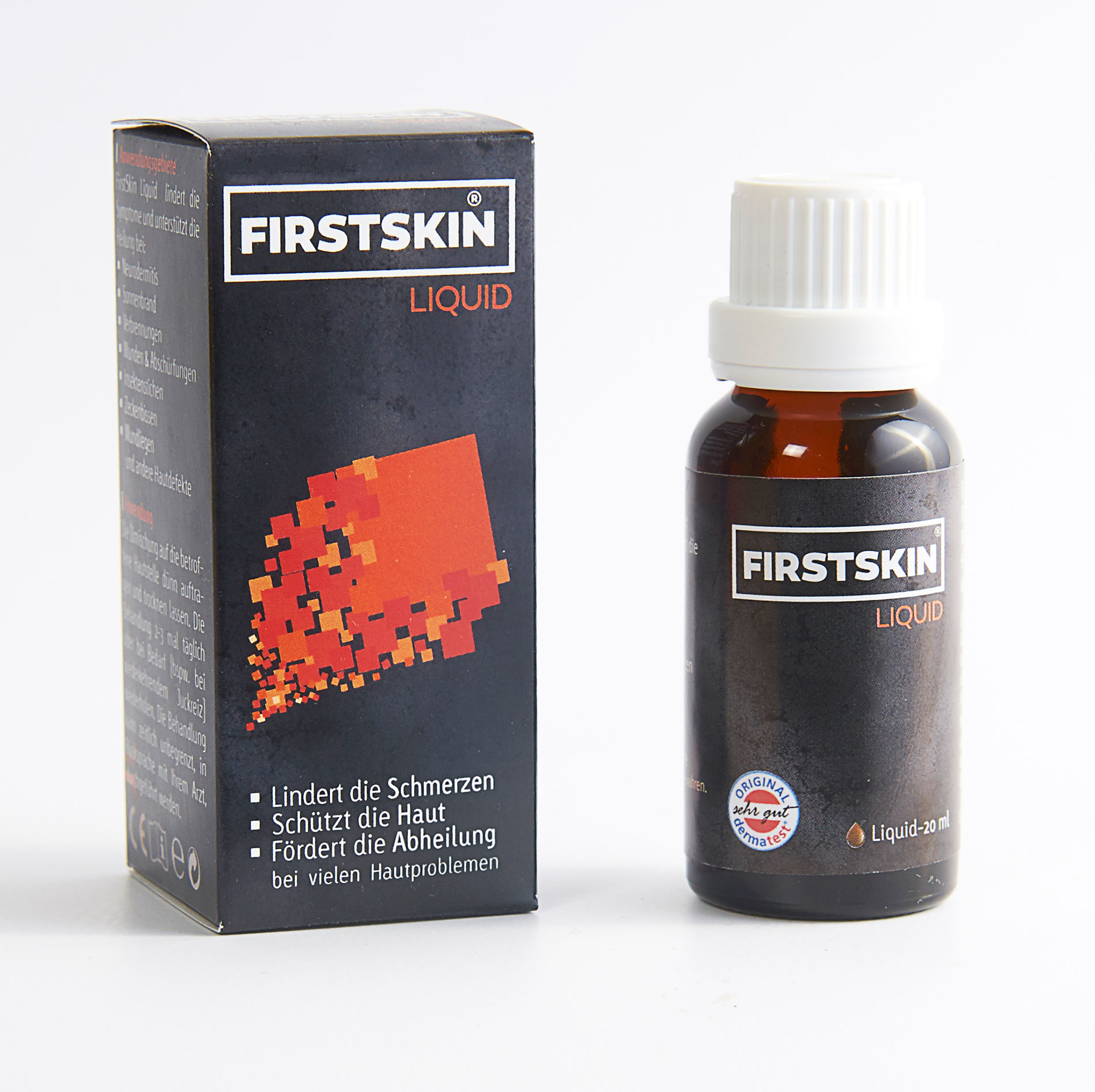 FirstSkin Liquid aktiviert die Selbstheilung der Haut ganz ohne Chemie. FirstSkin Liquid aktiviert die Selbstheilung der Haut ganz ohne Chemie.