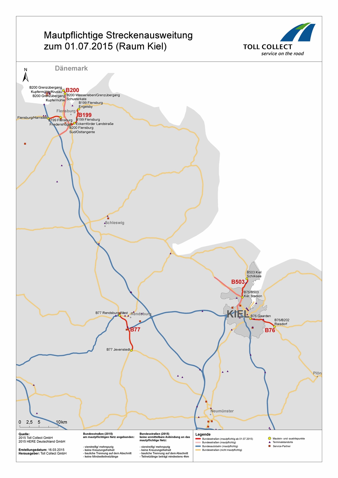 Mautausweitung der Lkw-Maut im Raum Kiel.