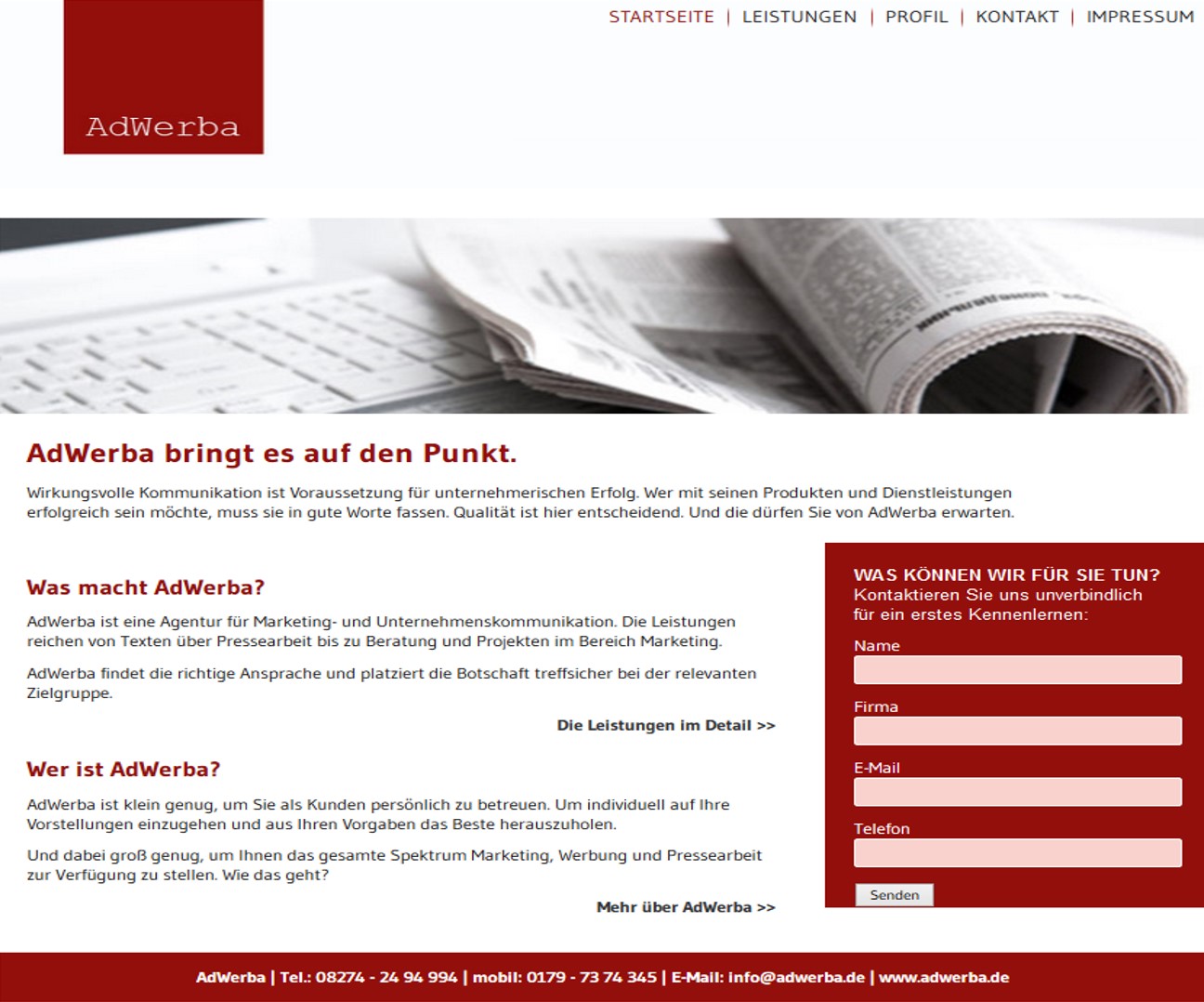 Die neue Internetpräsenz unter www.adwerba.de Die neue Internetpräsenz unter www.adwerba.de