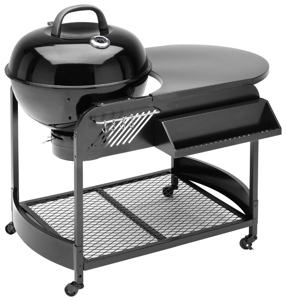 Ein Grill mit Pfiff: Integriertes Thermometer, praktische Aufhänger, große Arbeitsfläche