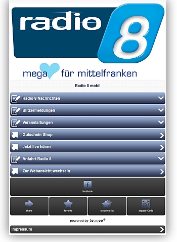 Die teggee-Page von Radio 8: https://pages.teggee.com/Radio8 Die teggee-Page von Radio 8: https://pages.teggee.com/Radio8