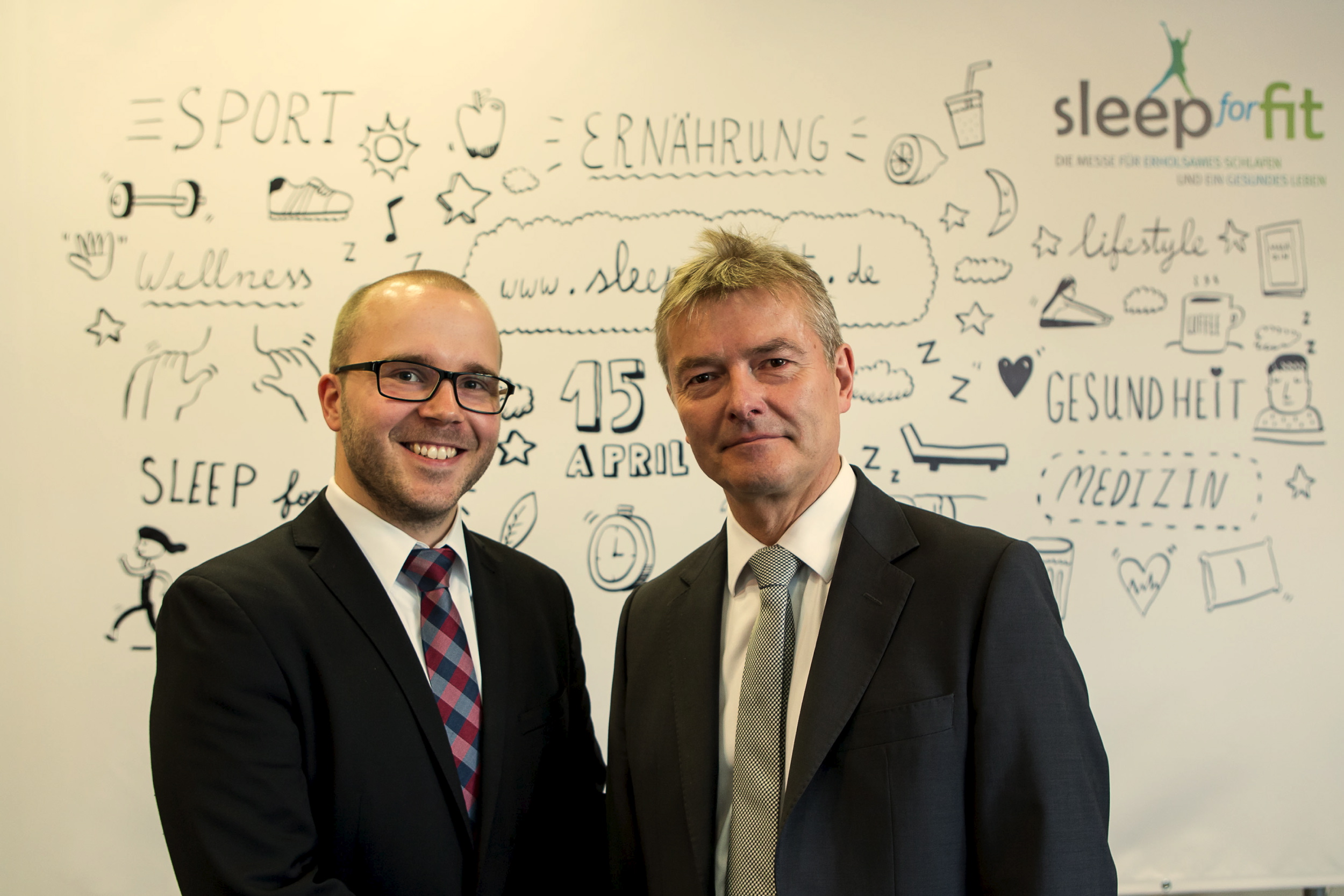 Manuel Wrobel, Projektleiter der Messe"sleep for fit", und Prof. Ingo Fietze, Leiter des S