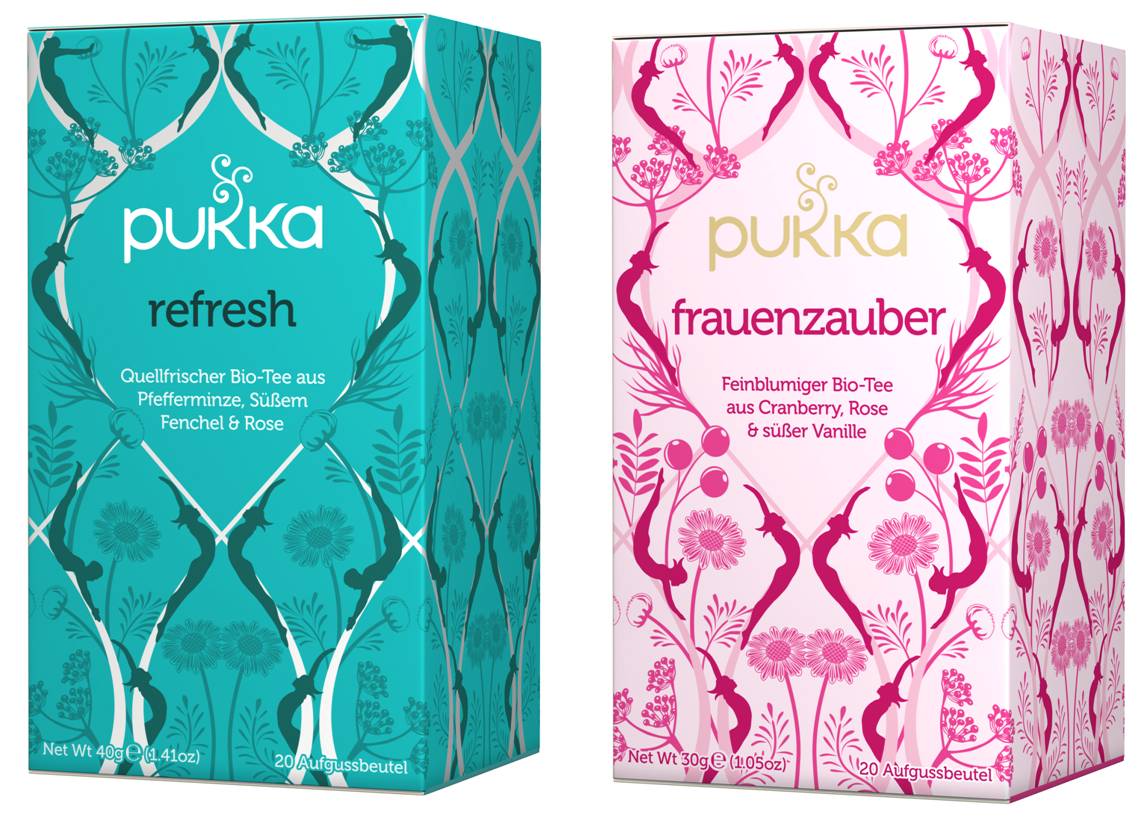Die erfrischenden Bio-Tee-Mischungen Refresh und Frauenzauber von Pukka Die erfrischenden Bio-Tee-Mischungen Refresh und Frauenzauber von Pukka