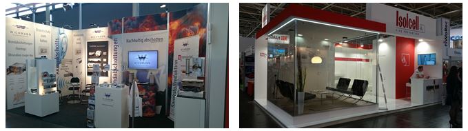 Wichmann- (links) und Isolcell-Stand (rechts) auf der INTERSCHUTZ-Messe 2015 Wichmann- (links) und Isolcell-Stand (rechts) auf der INTERSCHUTZ-Messe 2015