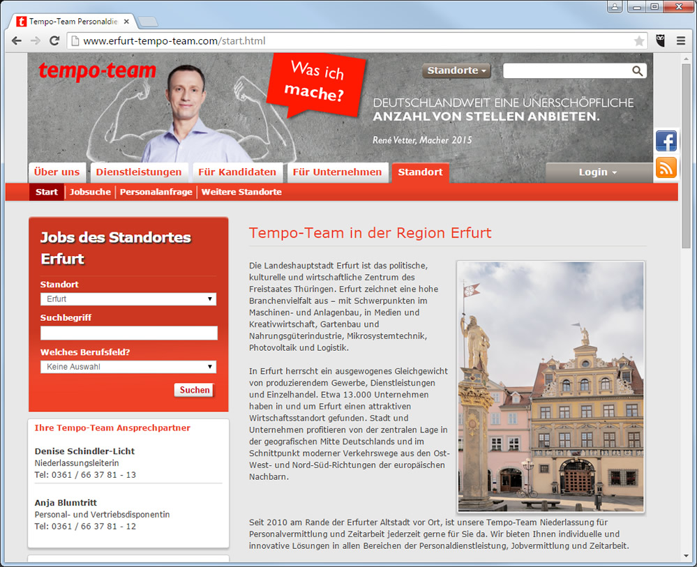 Neuer Job gesucht: Tempo Team Erfurt, Personalberatung, Personalvermittlung und Zeitarbeit