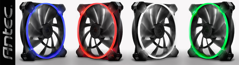 Antec TrueQuiet 120 UFO: Es sind die Farbvarianten blau, grün, weißoder rot erhältlich. Antec TrueQuiet 120 UFO: Es sind die Farbvarianten blau, grün, weißoder rot erhältlich.