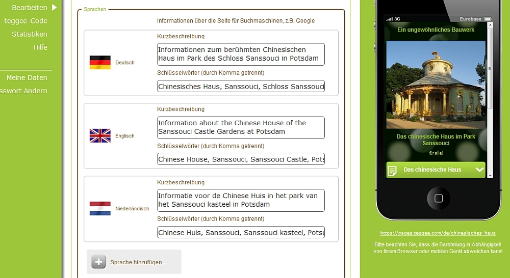 Im teggee-Backend kann der Autor SEO-Angaben für die Meta-Tags?Description?und?Keywords?eintrage Im teggee-Backend kann der Autor SEO-Angaben für die Meta-Tags?Description?und?Keywords?eintrage
