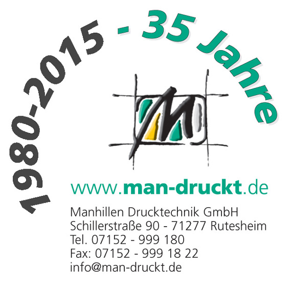 Der Rutesheimer Druckspezialdienstleiter feiert 2015 sein 35-jähriges Jubiläum.