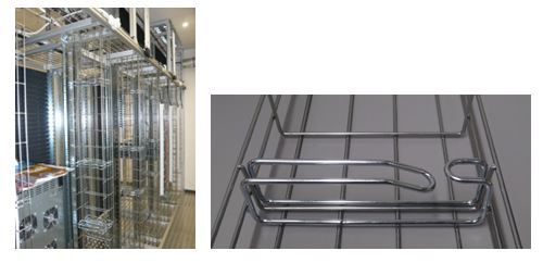 Gitterbahnen-Geflecht und Kabelführungsbügel von Conect Gitterbahnen-Geflecht und Kabelführungsbügel von Conect