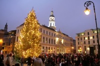 Stadt Riga im Advent