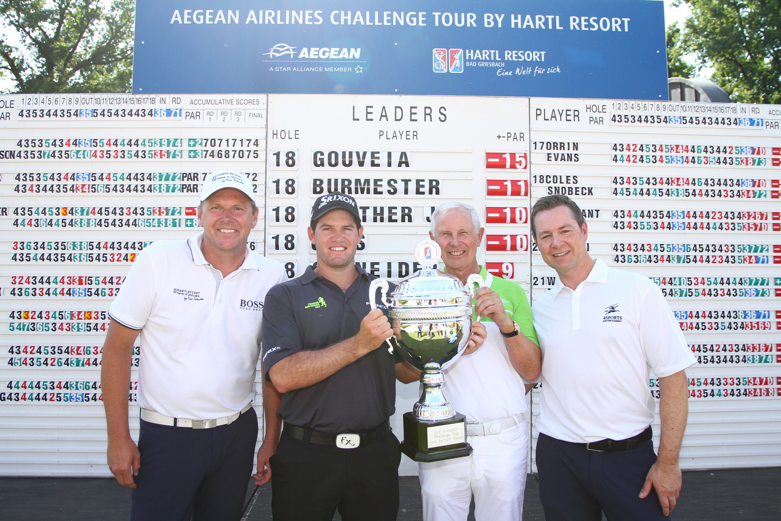 Der Sieger der AEGEAN Airlines Challenge Tour by Hartl Resort Ricardo Gouveia (2 v.l.)