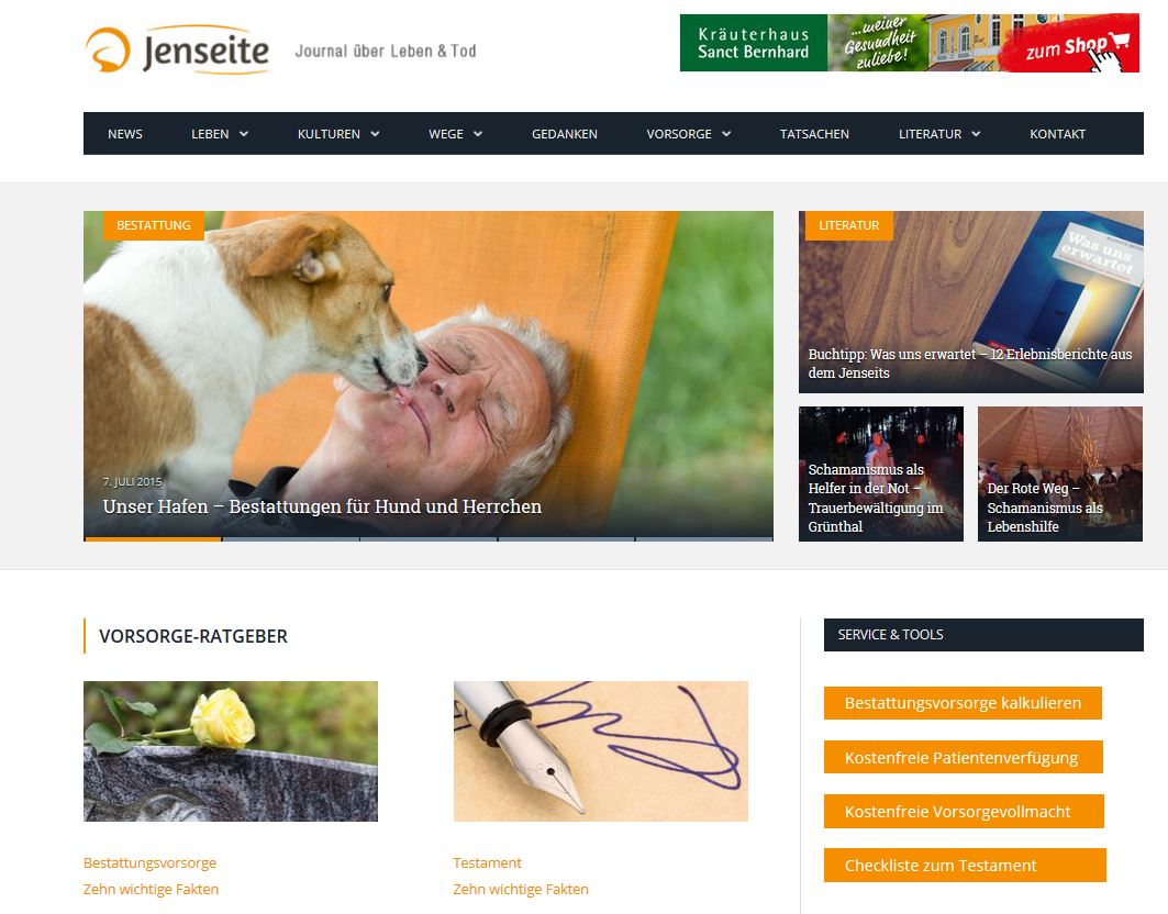Screenshot Online-Journal"Jenseite" Screenshot Online-Journal"Jenseite"