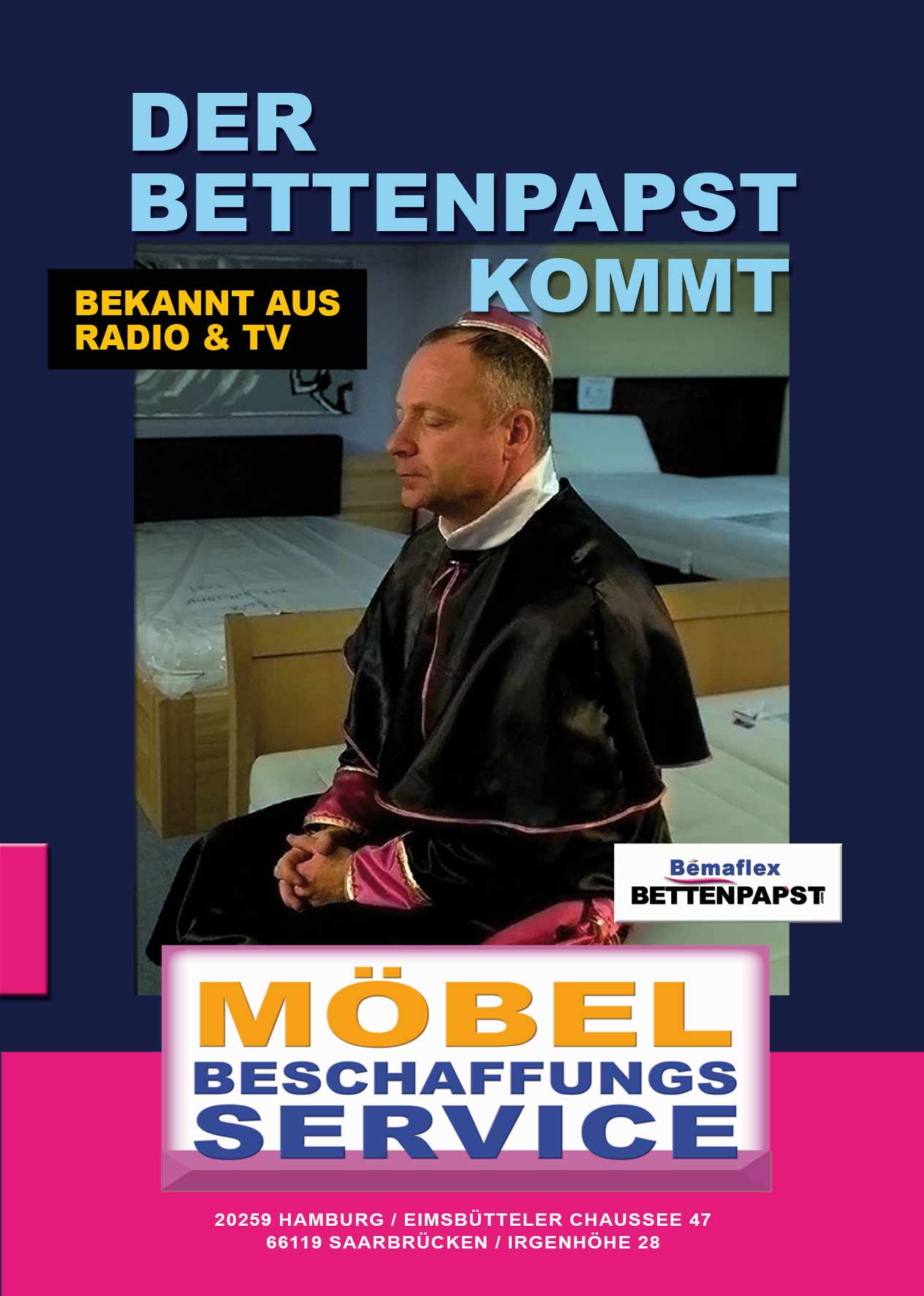 www.Bettenpapst.com / Der Bettenpapst stellt neuen BEMAFLEX MÖBEL BESCHAFFUNGS SERVICE vor www.Bettenpapst.com / Der Bettenpapst stellt neuen BEMAFLEX MÖBEL BESCHAFFUNGS SERVICE vor