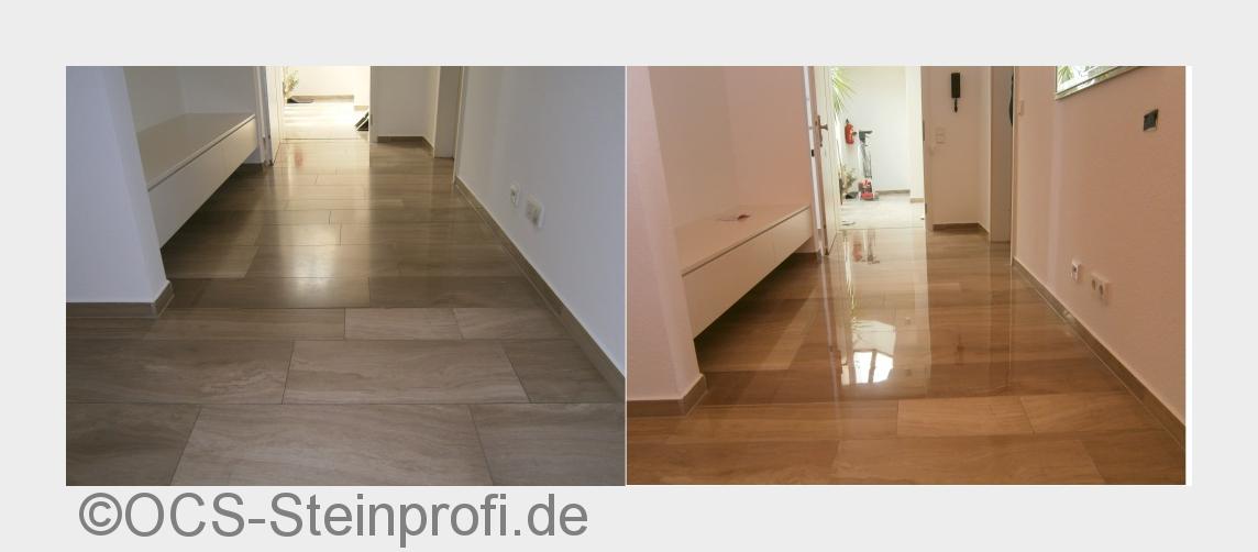 Marmorboden vor und nach dem Schleifen (Bildquelle: OCS-Steinprofi.de) Marmorboden vor und nach dem Schleifen (Bildquelle: OCS-Steinprofi.de)
