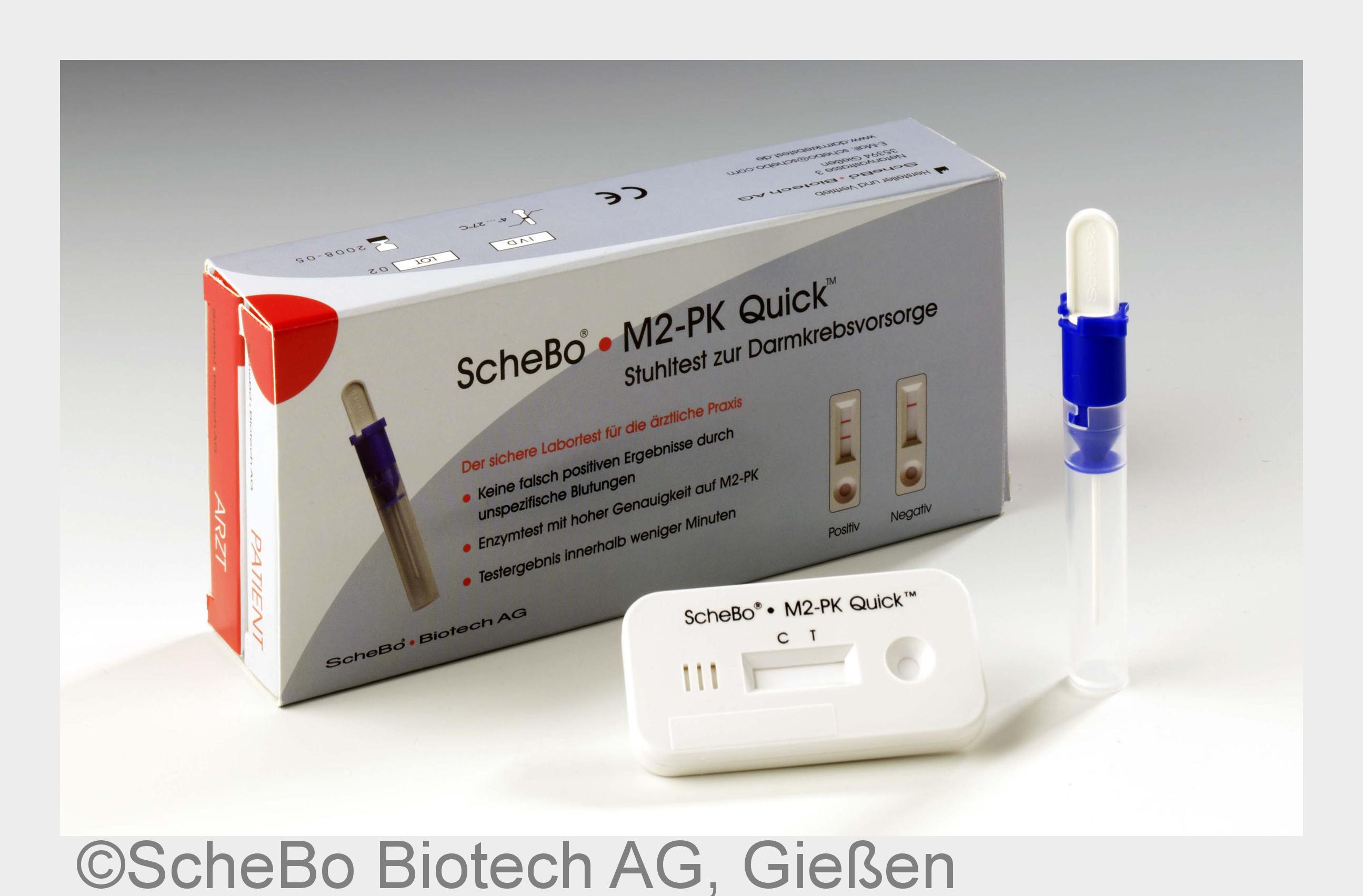 "ScheBo®M2-PK Quick" Schnelltest zur Darmkrebsvorsorge (Bildquelle: ScheBo Biotech AG, Gie