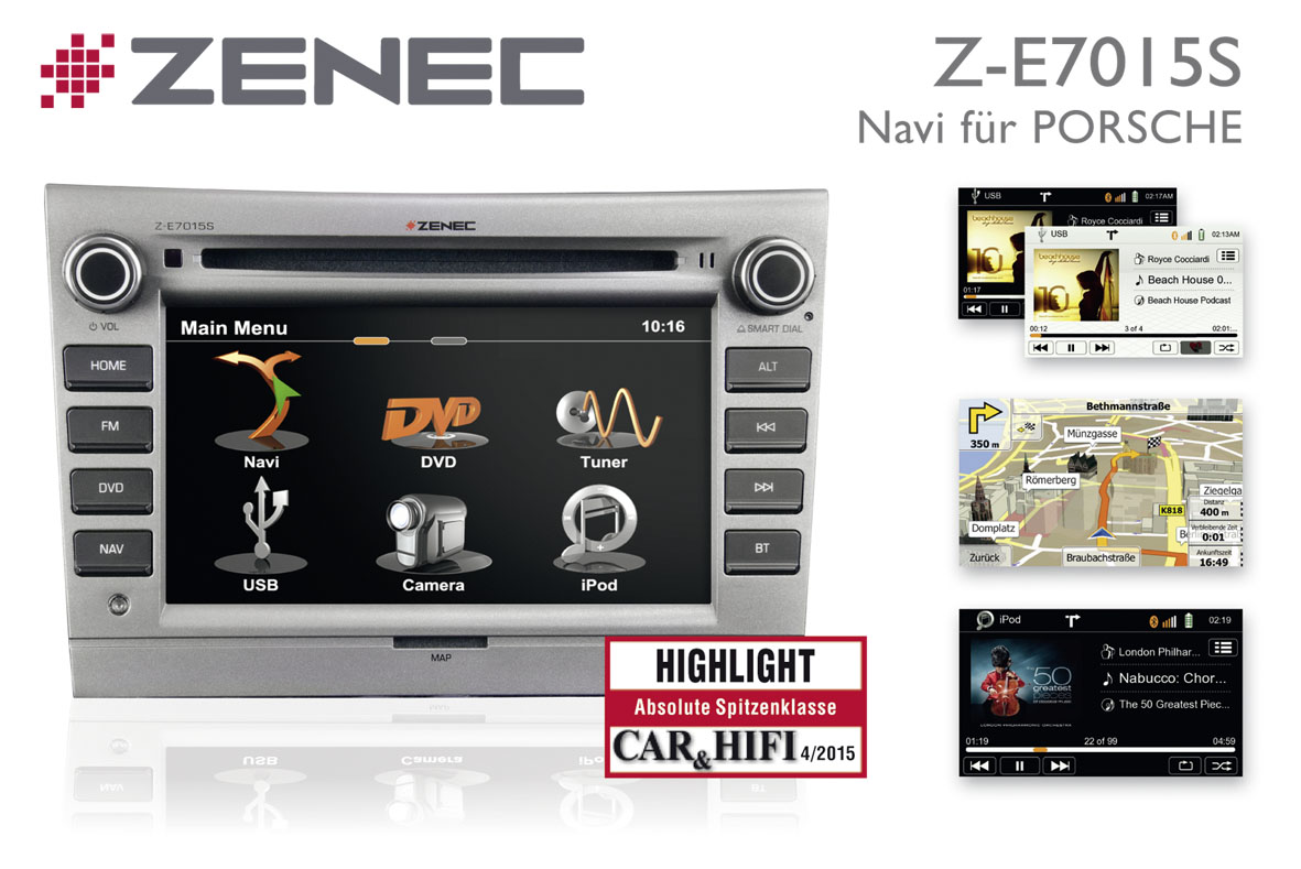 Zenec Z-E7015S: Neue Navigation für Porsche 911, Boxster und Cayman