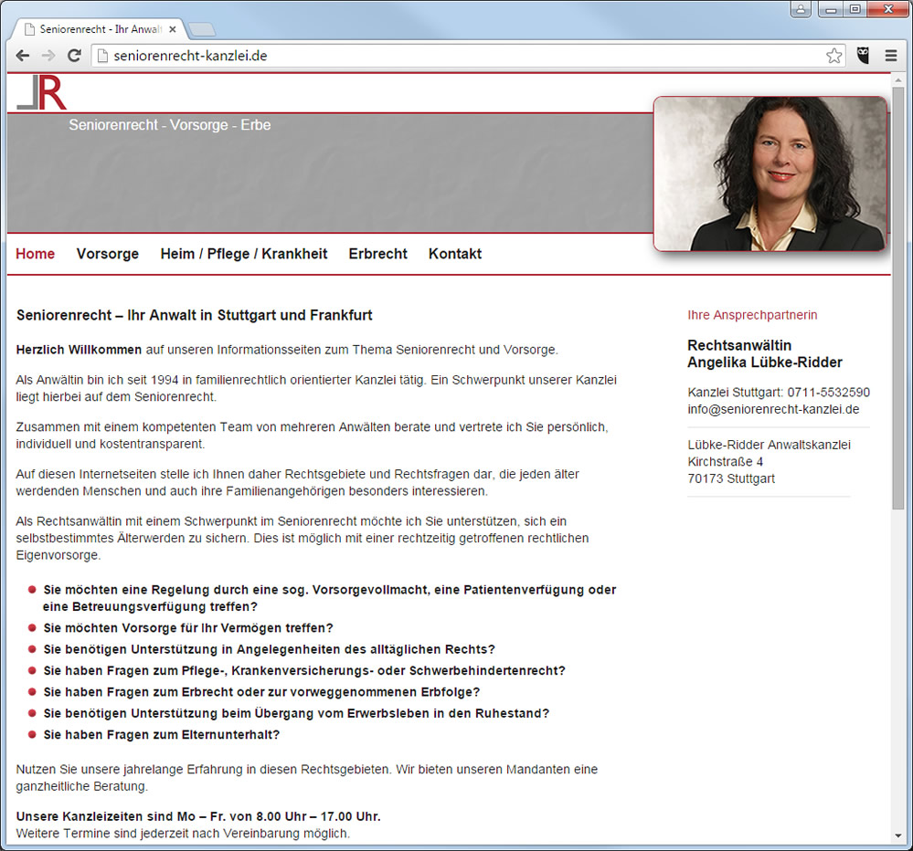 Infos zum Seniorenrecht bietet neue Themen-Website der Anwaltskanzlei Lübke-Ridder Infos zum Seniorenrecht bietet neue Themen-Website der Anwaltskanzlei Lübke-Ridder