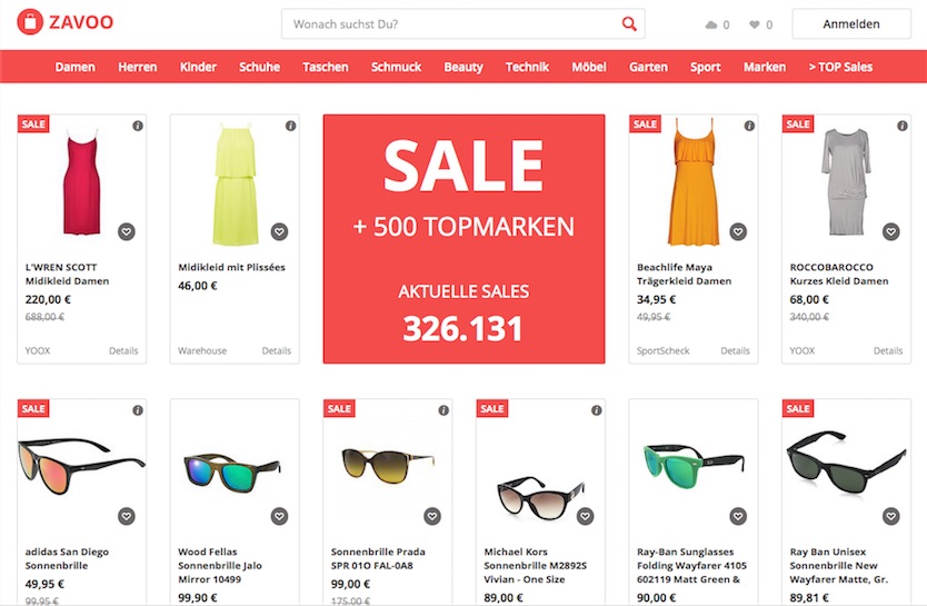 Zavoo.de Sale-Suche