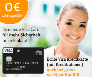 Echte VisaCard Kreditkarte mit Kreditrahmen auch bei grenzwertiger Bonität