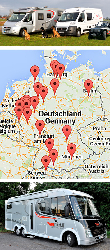 Geplante Standorte von Waumobil-Lizenzpartnern in Deutschland und der Schweiz. Geplante Standorte von Waumobil-Lizenzpartnern in Deutschland und der Schweiz.