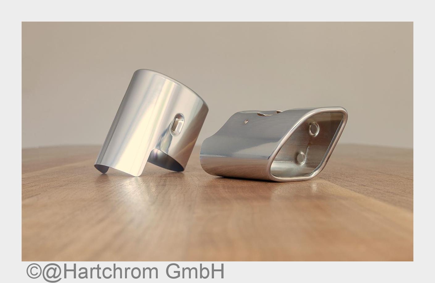 Für Edelstahlteile wie Endrohre, Blenden, Krümmer ist Flash Chrom eine wirtschaftliche Alternative. Für Edelstahlteile wie Endrohre, Blenden, Krümmer ist Flash Chrom eine wirtschaftliche Alternative.