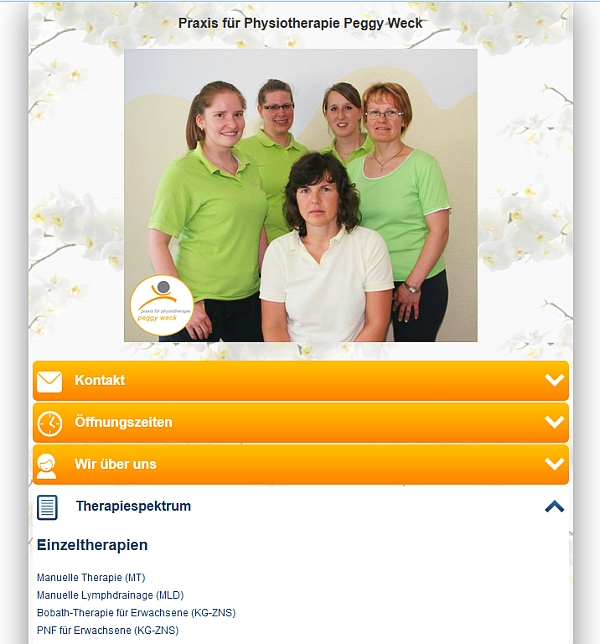 teggee-Page der Physiotherapeutin Peggy Weck: Das Team stellt sich vor