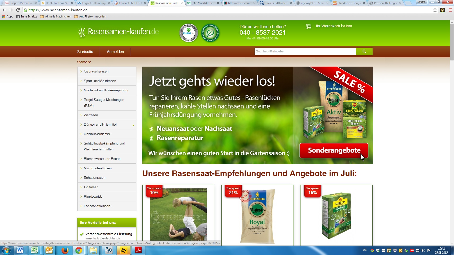 Shop mit Spezialsortiment Rasensamen