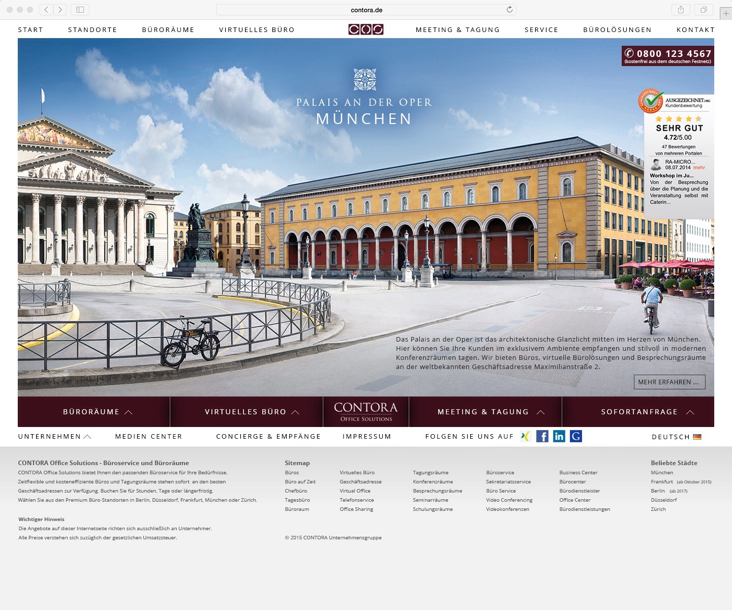 Das Layout der neuen Internetseite von CONTORA Office Solutions.