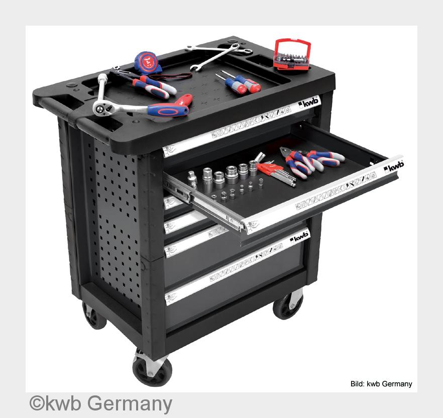 Solider Werkstattwagen von kwb mit 129-teiligem Werkzeug-Set. (Bildquelle: kwb Germany) Solider Werkstattwagen von kwb mit 129-teiligem Werkzeug-Set. (Bildquelle: kwb Germany)