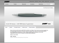 Screenshot der neuen LAMY website Screenshot der neuen LAMY website