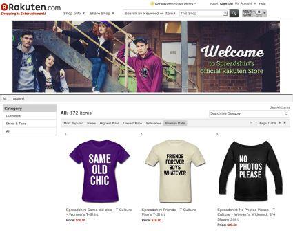 Spreadshirt-Store bei Rakuten USA