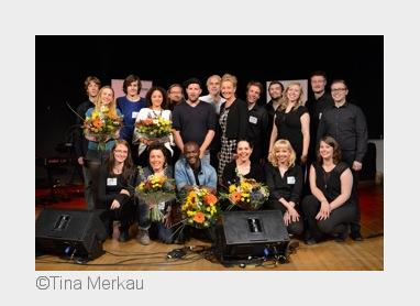 Die Finalisten des 4. Gewobag Kiez Song Contests und die Jury Ben, Rainer Felkeneyer, Kerstin Kirsch