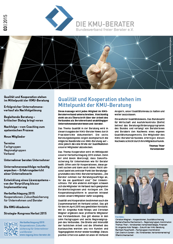 KMU-Berater News 2015-03 des Bundesverbandes Die KMU-Berater KMU-Berater News 2015-03 des Bundesverbandes Die KMU-Berater