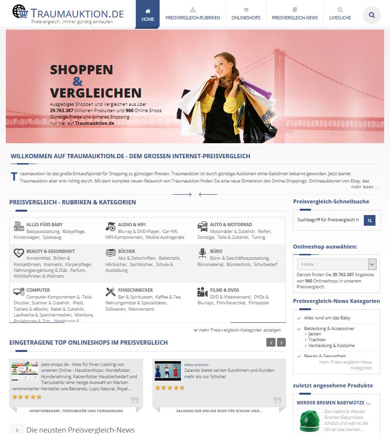 Webseite Traumauktion.de - Das Onlineshopping-Preisvergleich-Portal Webseite Traumauktion.de - Das Onlineshopping-Preisvergleich-Portal