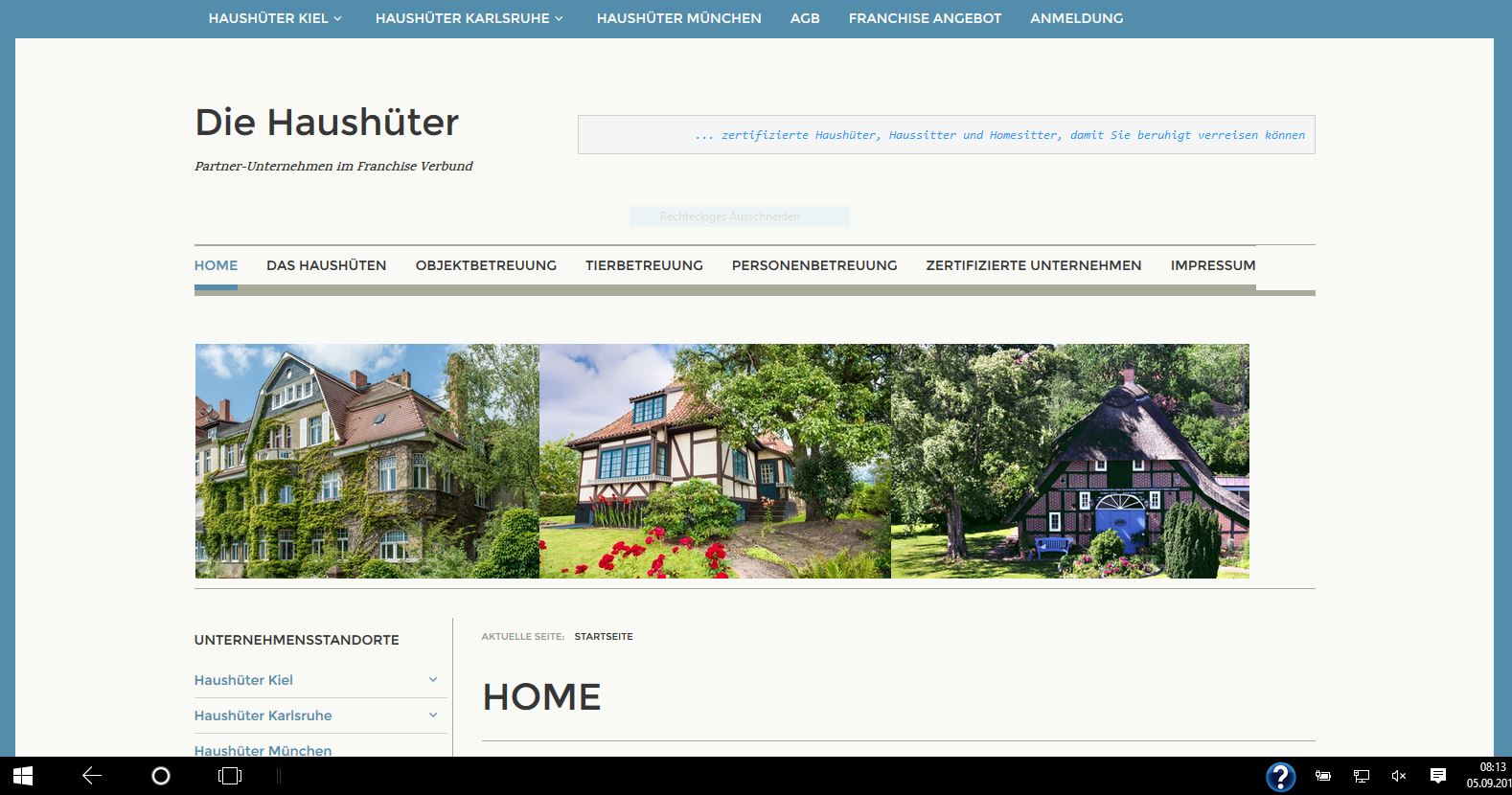 Website: Die Haushüter in Franchise Verbund