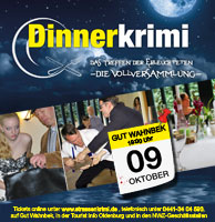 Straßenkrimi veranstaltet wieder einen interaktiven Dinnerkrimi mit 3-Gänge-Menü auf Gut Wahnbek