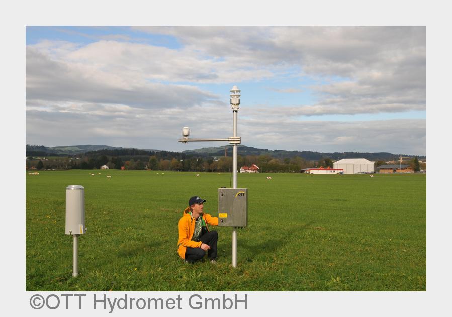 Wetterstation mit dem OTT Pluvio2 S& Sensorik zur Wind-, Feuchte- und Temperaturmessung. (Bildqu