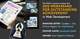 Web Marketing Association 2015: Best Magazine Website Award für Upd@te Schweiz (© Upd@te) Web Marketing Association 2015: Best Magazine Website Award für Upd@te Schweiz (© Upd@te)