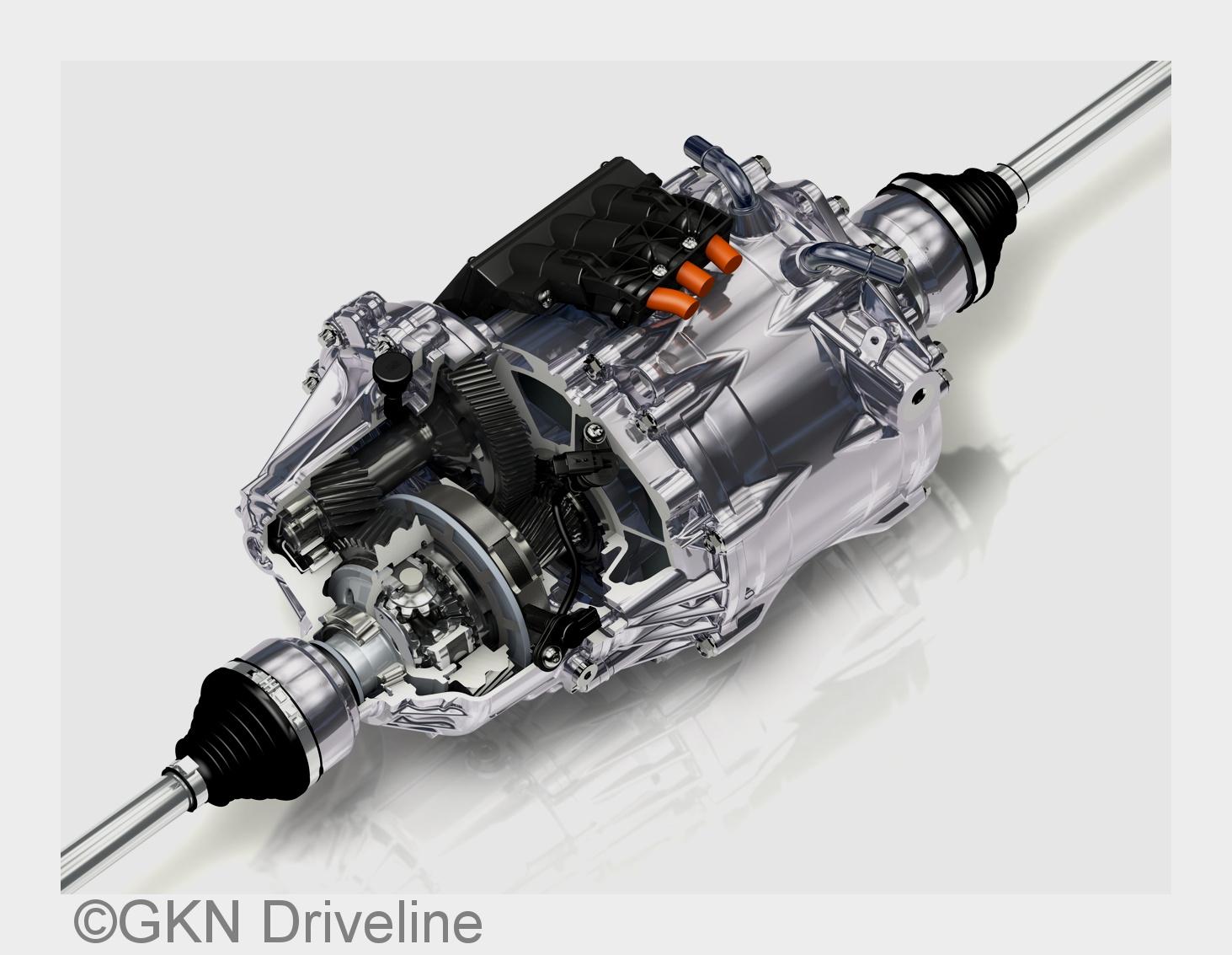 Die eAxle beansprucht denselben Bauraum wie der konventionelle Allradantrieb. (Bildquelle: GKN Drive Die eAxle beansprucht denselben Bauraum wie der konventionelle Allradantrieb. (Bildquelle: GKN Drive