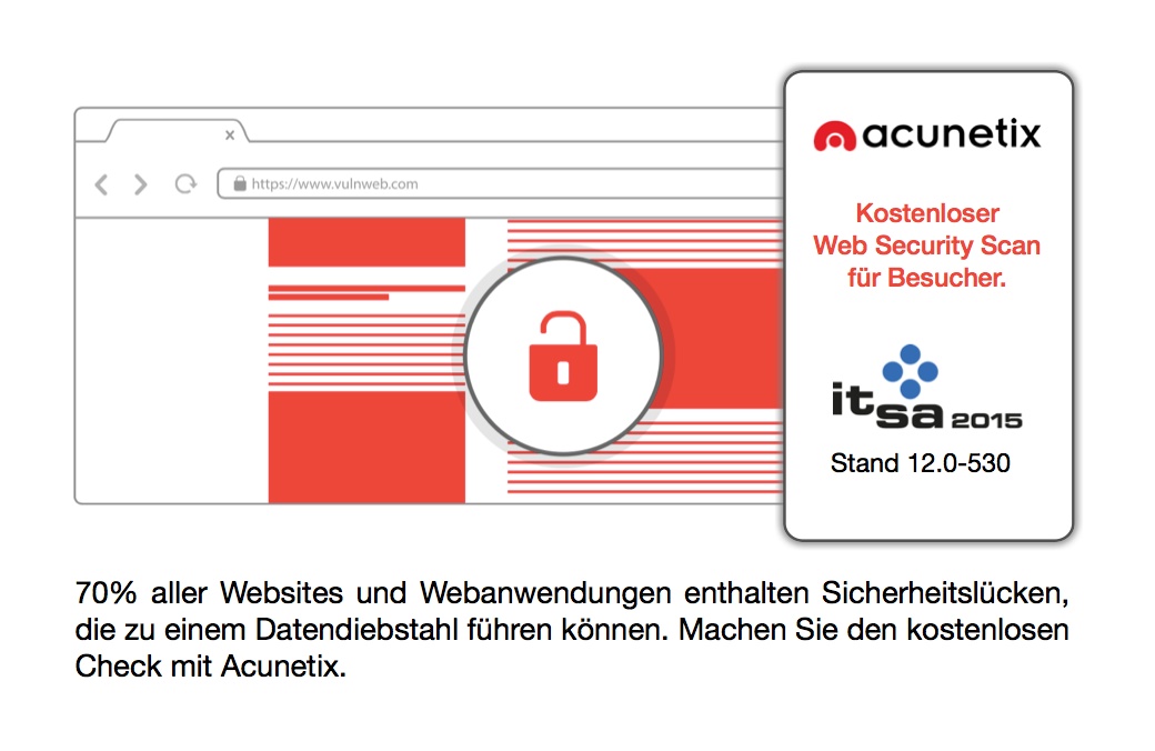 Acunetix ist auf der it-sa vertreten. Acunetix ist auf der it-sa vertreten.