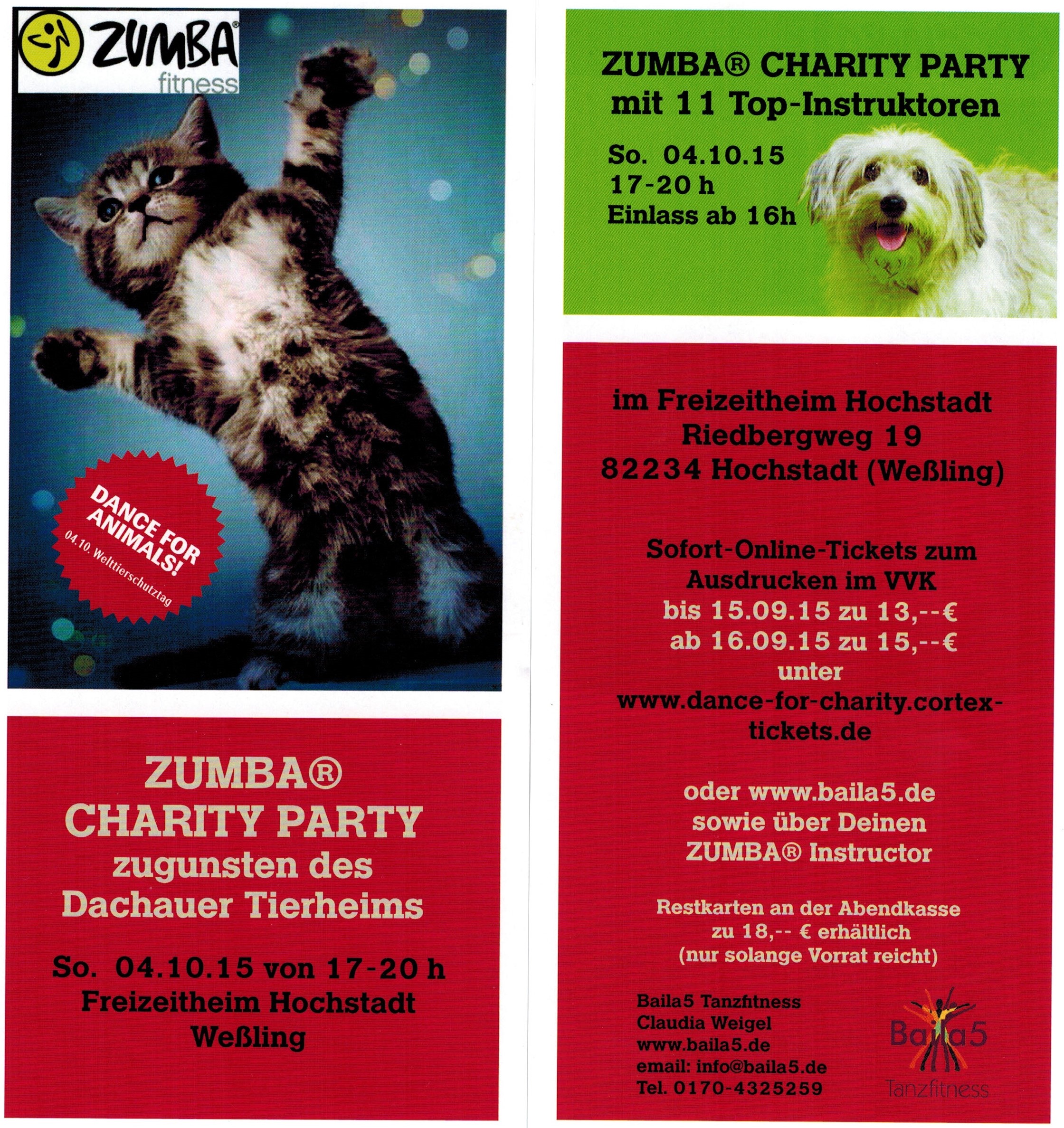 ZUMBA® Fitness Charity Party zugunsten des Dachauer Tierheims