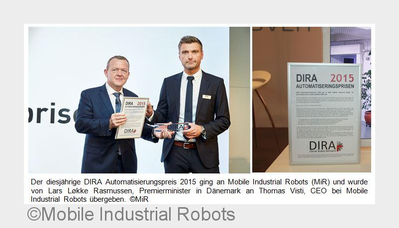 Der diesjährige DIRA Automatisierungspreis 2015 ging an Mobile Industrial Robots (MiR). (Bildquelle: Der diesjährige DIRA Automatisierungspreis 2015 ging an Mobile Industrial Robots (MiR). (Bildquelle: