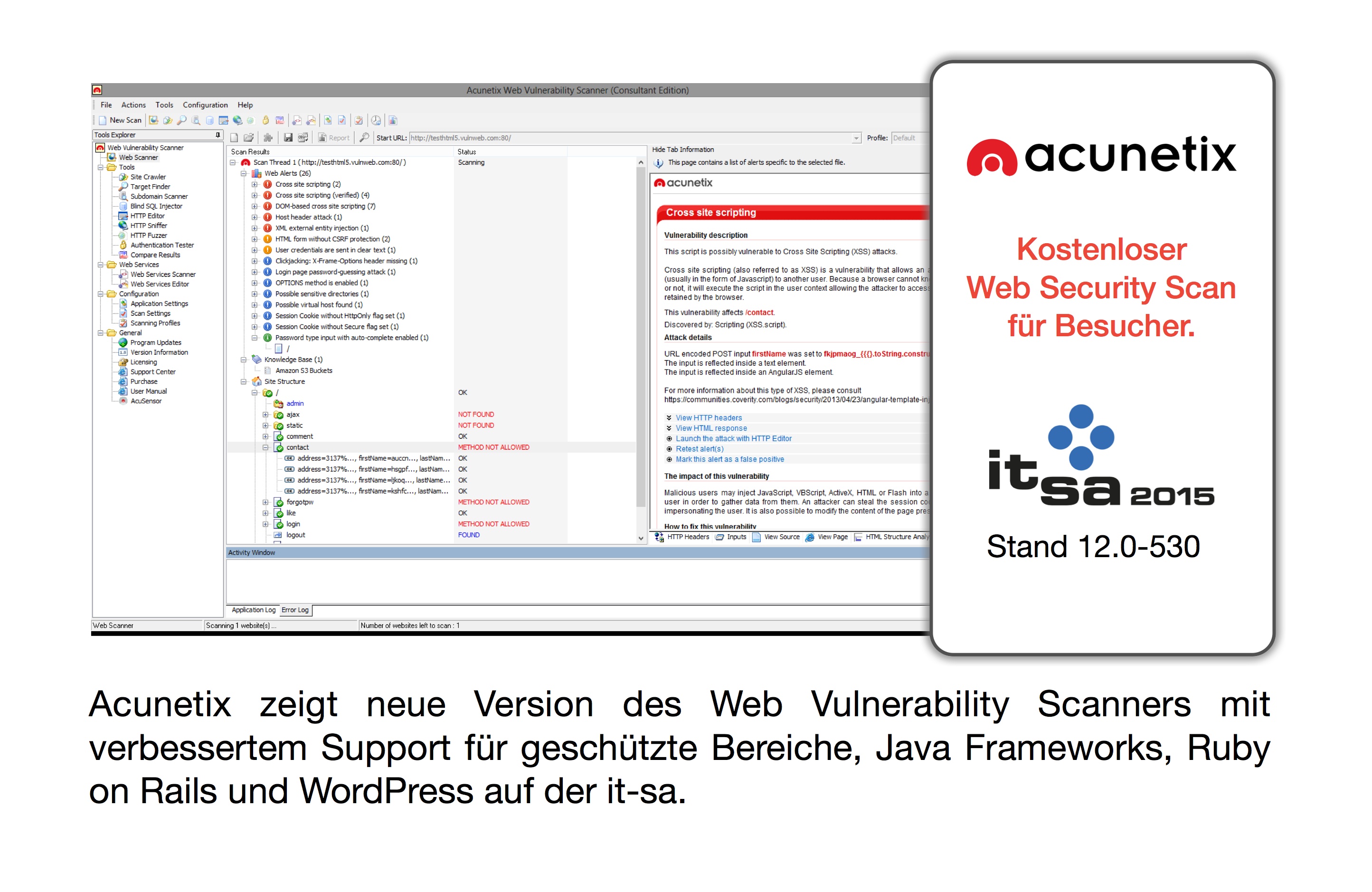 Acunetix zeigt Version 10 seines Vulnerability Scanners auf der it-sa.