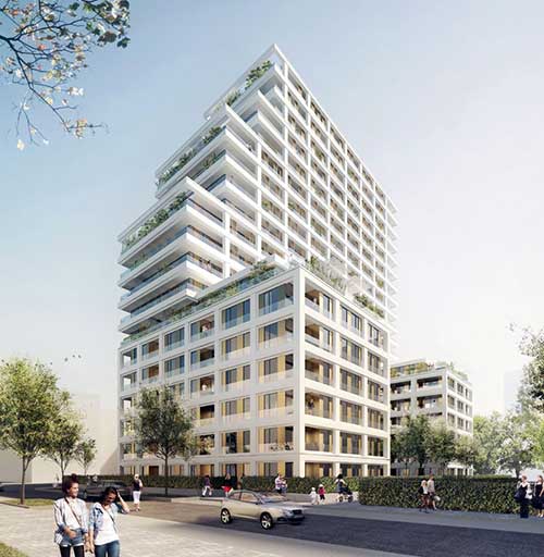 6B47 Real Estate Investors baut im Frankfurter Europaviertel ab 2016 das Wohn-hochhaus CASCADA. Das 6B47 Real Estate Investors baut im Frankfurter Europaviertel ab 2016 das Wohn-hochhaus CASCADA. Das