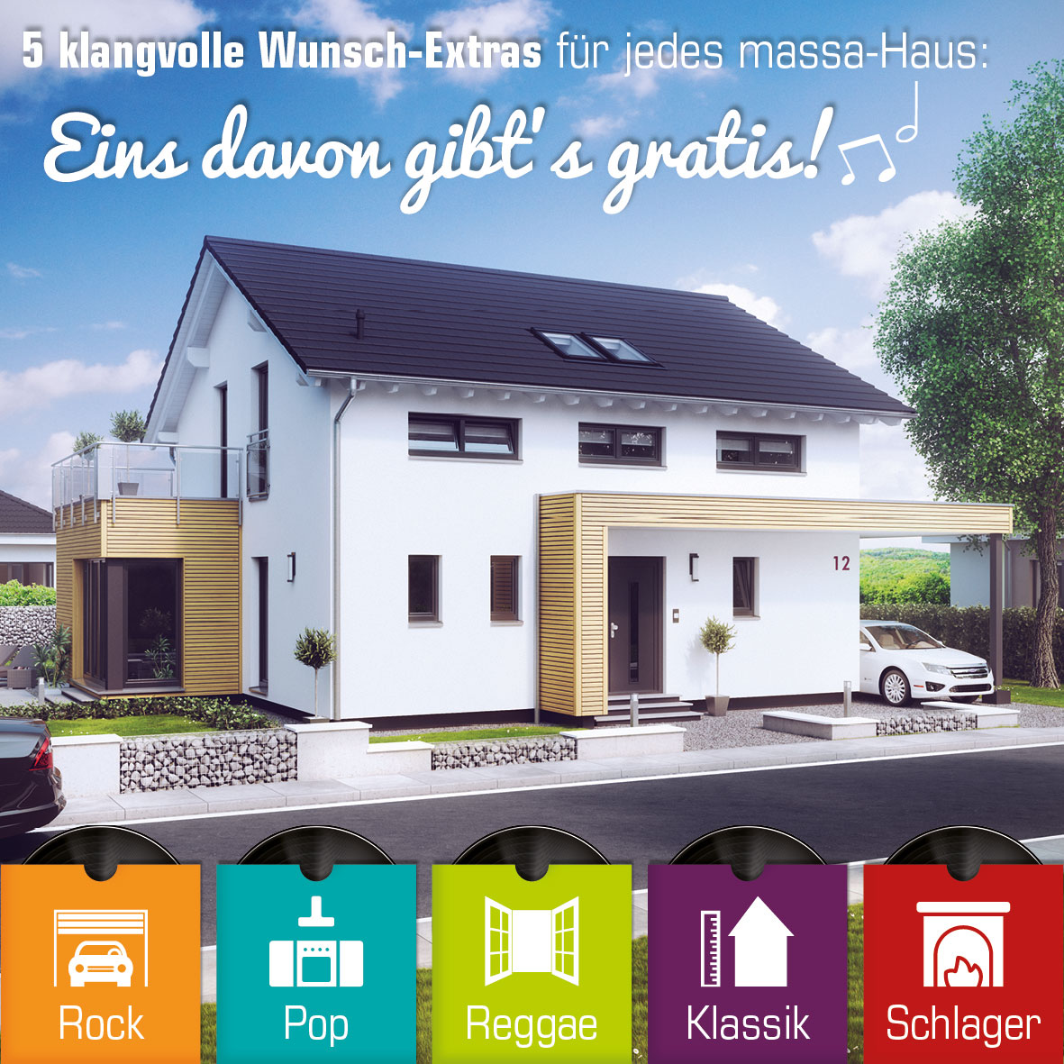 In der aktuellen Aktion von massa haus ist Musik drin: 5 Gratis-Extras für alle Haustypen bringen Ba In der aktuellen Aktion von massa haus ist Musik drin: 5 Gratis-Extras für alle Haustypen bringen Ba