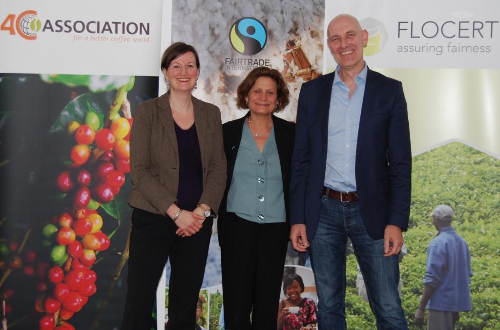 Melanie Rutten-Sülz (4C Association), Harriet Lamb (Fairtrade International), Rüdiger Meyer (FLOCERT Melanie Rutten-Sülz (4C Association), Harriet Lamb (Fairtrade International), Rüdiger Meyer (FLOCERT